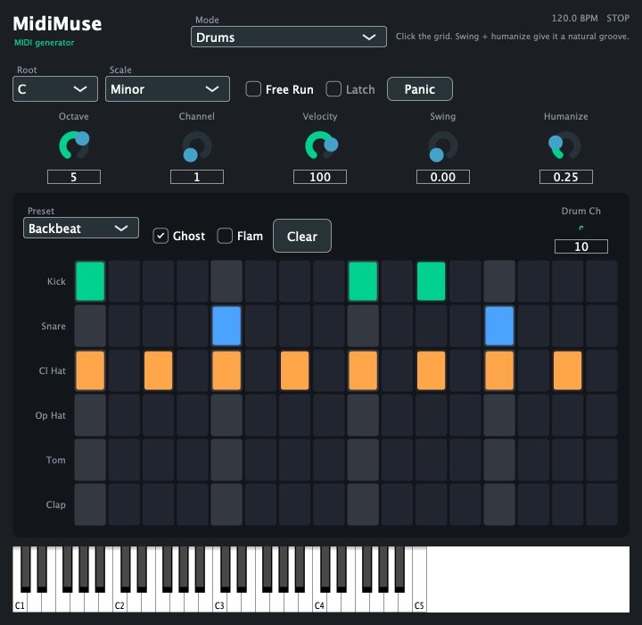 MidiMuse interface